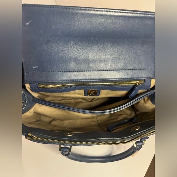 ☘️#193 MCM Saffiano Leather Double Zip Two-Way Satchel Tote Bag - Picture 10 of 16